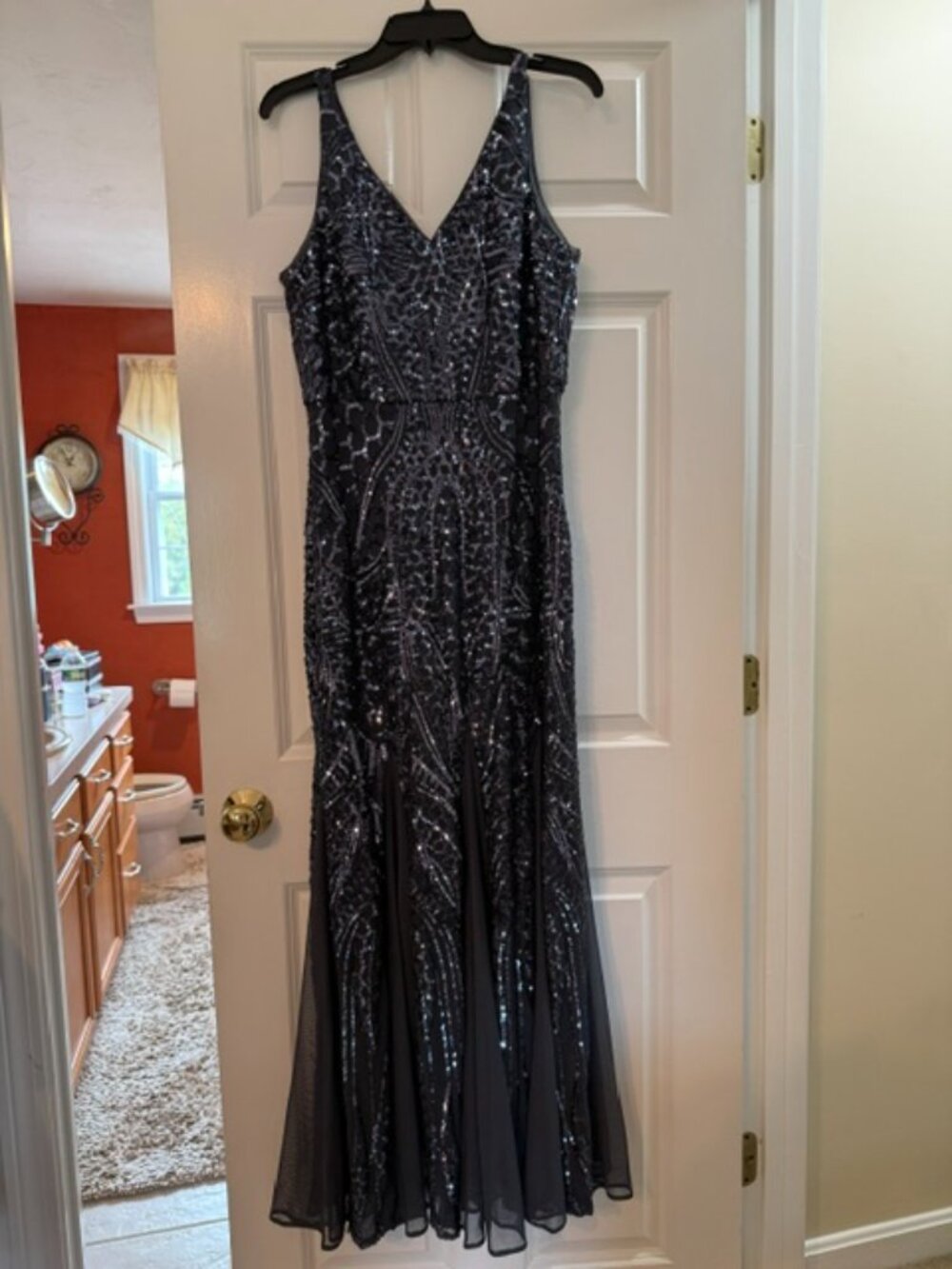 R & M Richards, petite size 14P, beautifully sequined formal dress